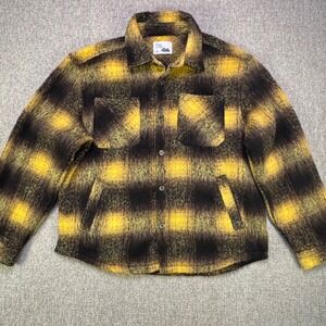 EPTM The Perfect Example Fuzzy Plaid Shacket Yellow Black Mens XXL 11562